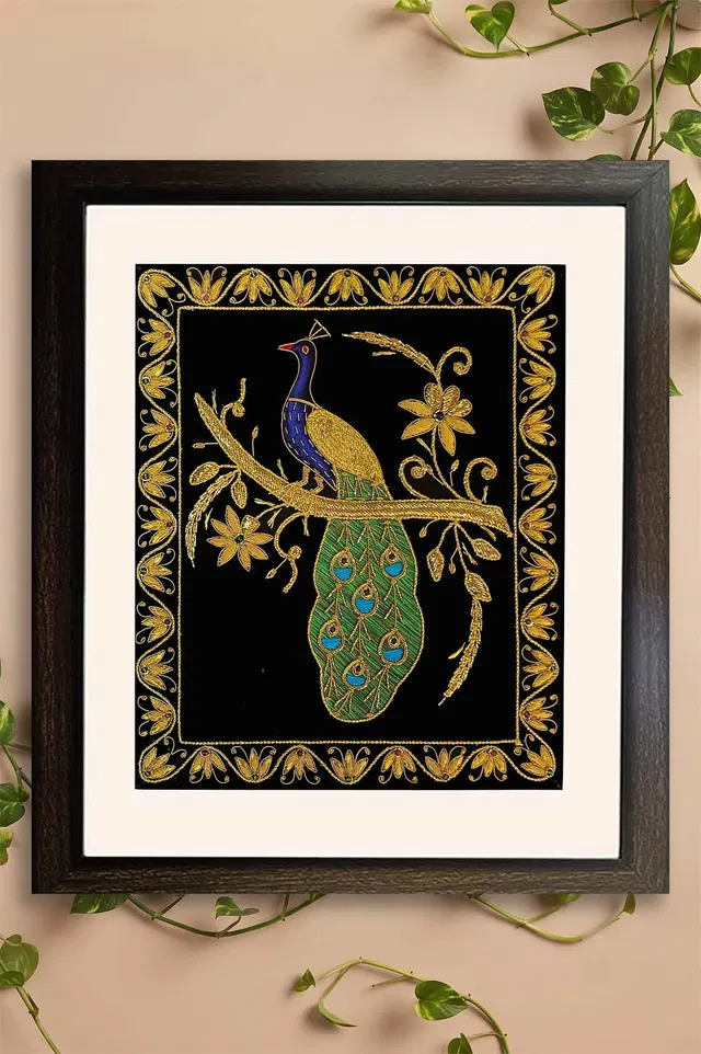 Lucknow Zardozi Wall Hanging with Frame (19*22) Inches