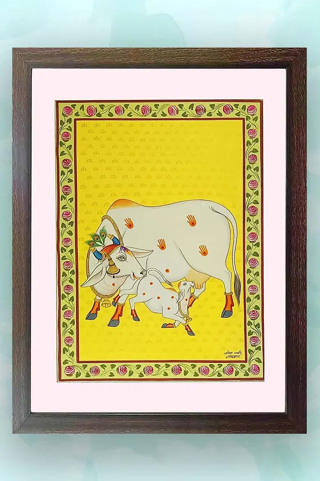 Nathdwara Pichwai Painting - Kamadhenu (18x22) Inches