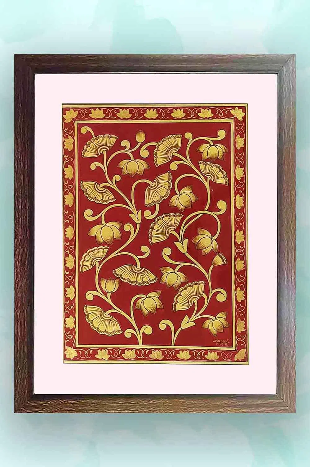 Nathdwara Pichwai Painting - Vrindavan Flowers (18x22) Inches