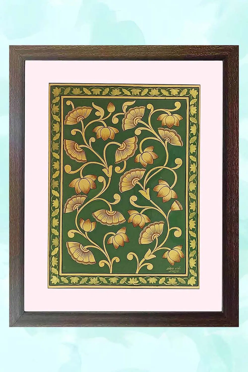 Nathdwara Pichwai Painting - Vrindavan Flowers (18x22) Inches