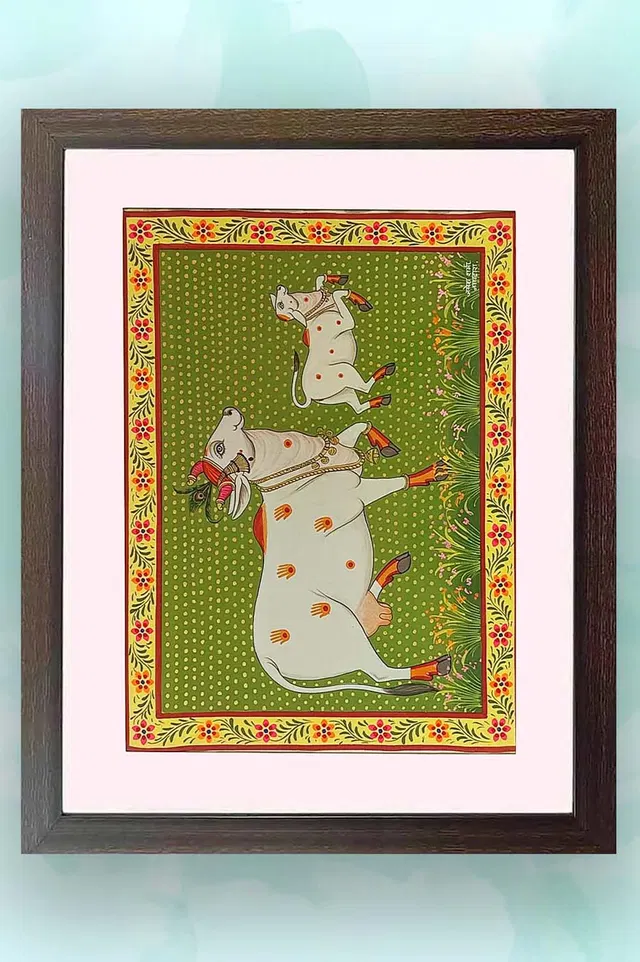 Nathdwara Pichwai Painting - Cow & Calf (22x18) Inches