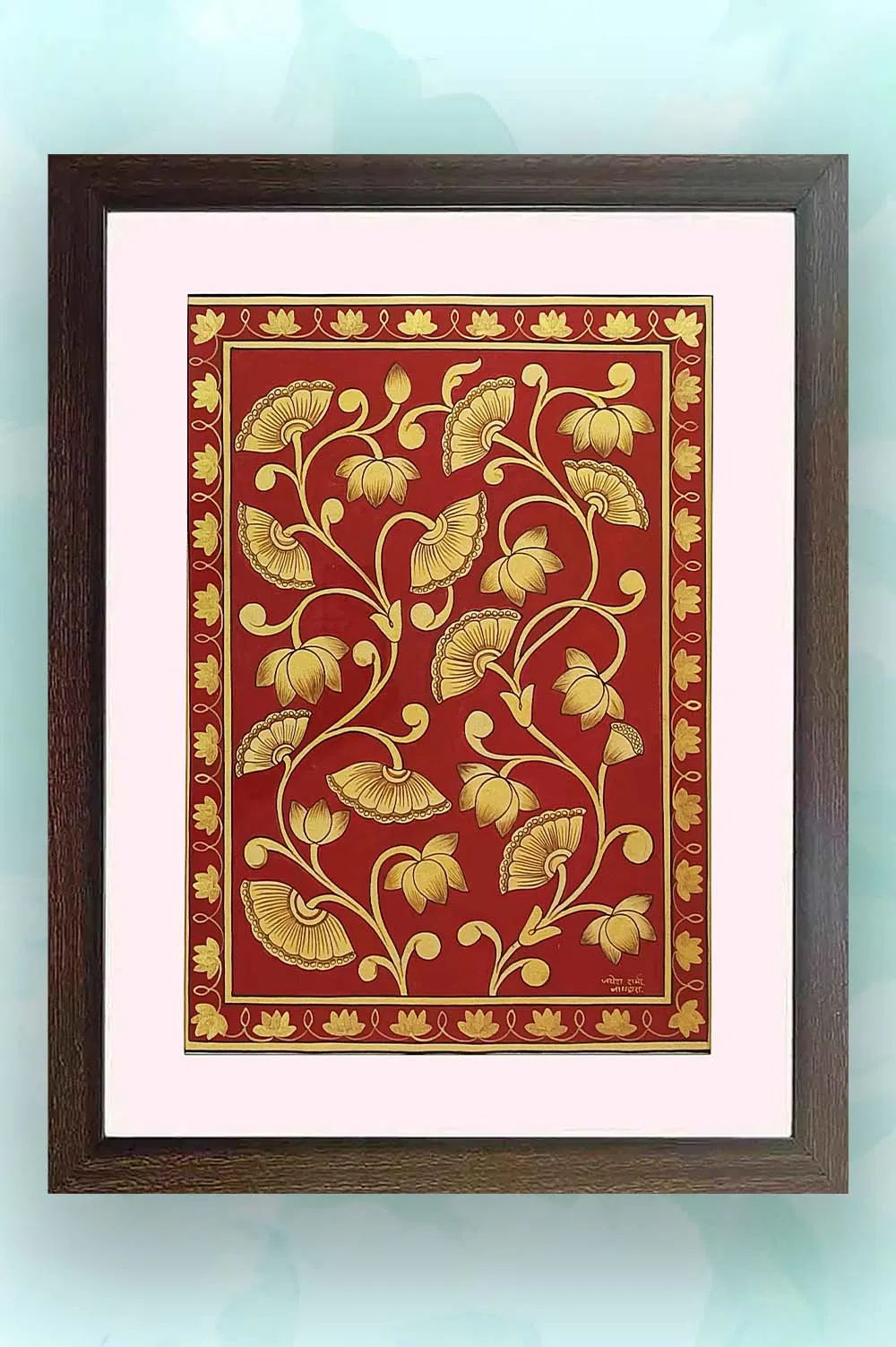 Nathdwara Pichwai Painting - Vrindavan Flowers (18x22) Inches