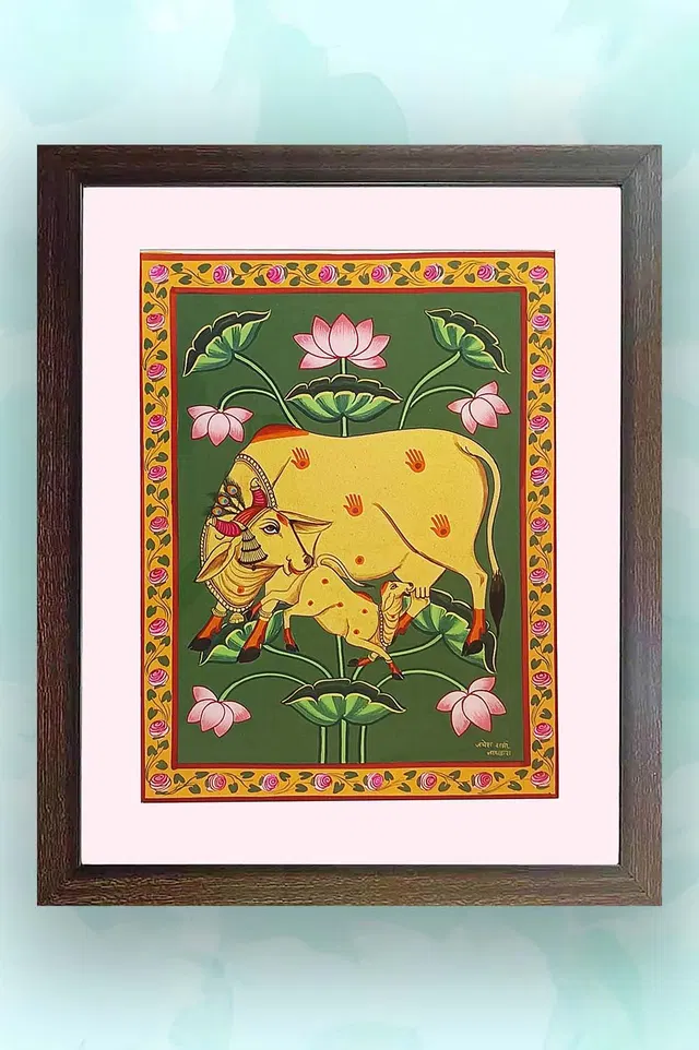 Nathdwara Pichwai Painting - Kamadhenu (18x22) Inches