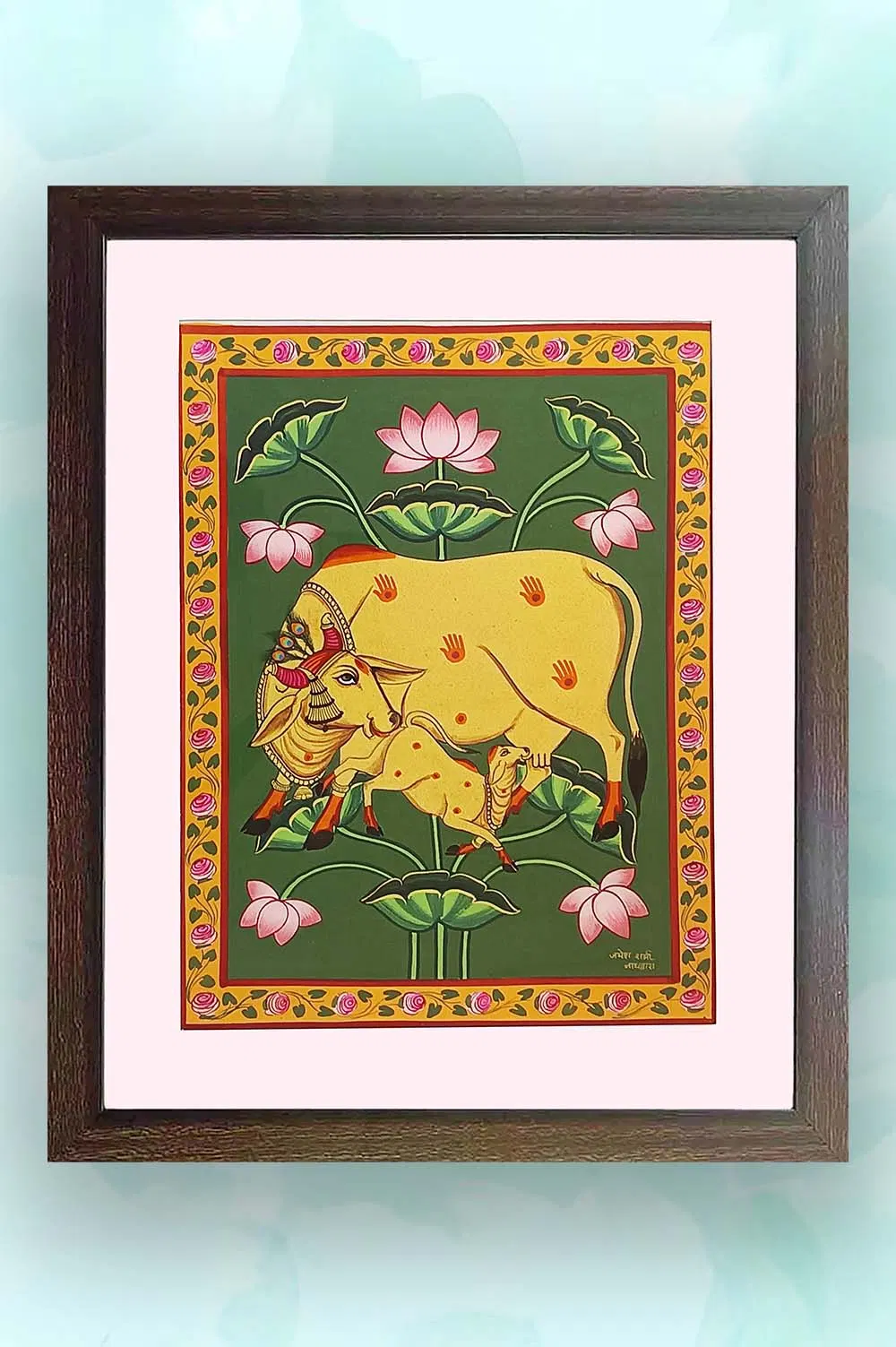 Nathdwara Pichwai Painting - Kamadhenu (18x22) Inches