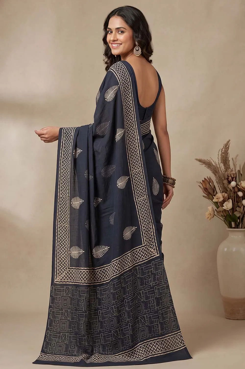 Bagru Hand Block Print Cotton Saree