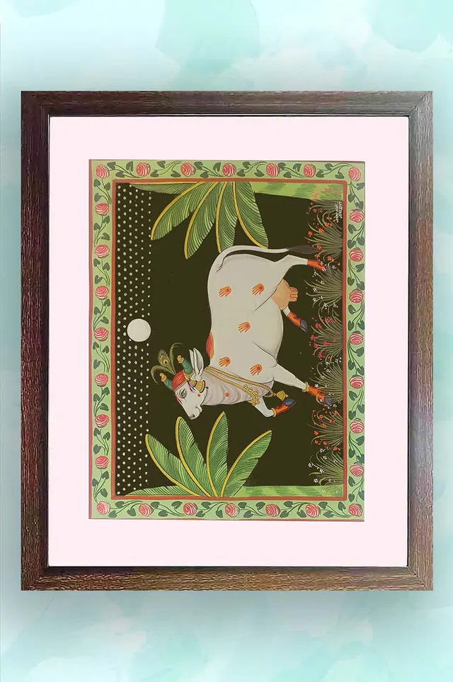 Nathdwara Pichwai Painting - Vrindavan Cow (22x18) Inches
