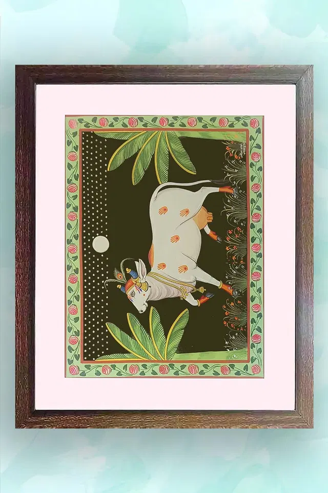 Nathdwara Pichwai Painting - Vrindavan Cow (22x18) Inches