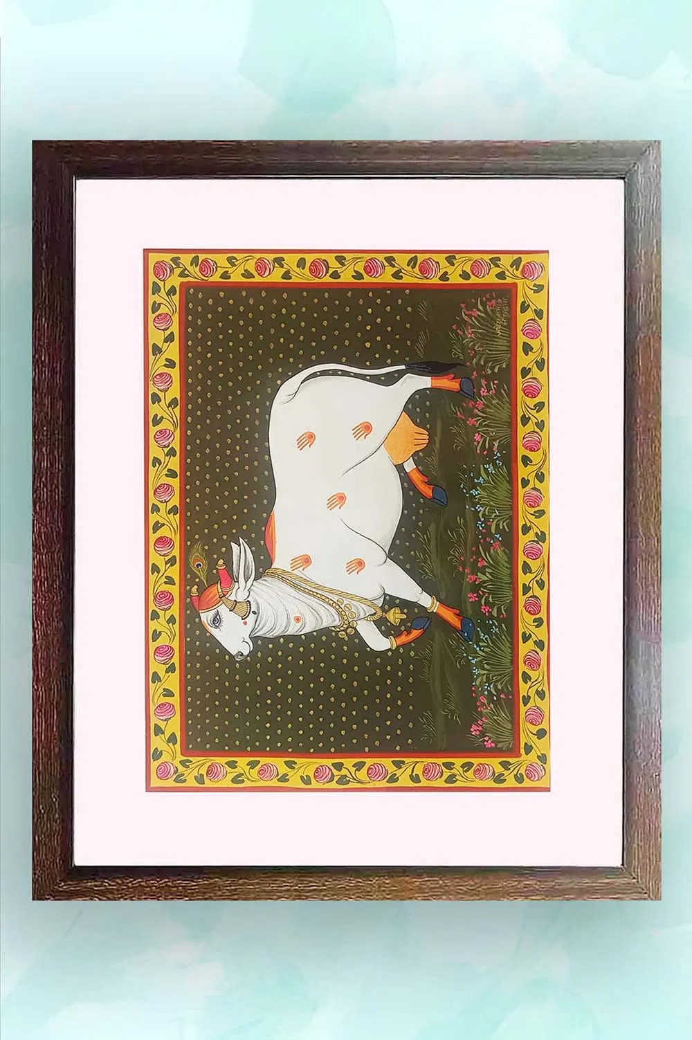Nathdwara Pichwai Painting - Dancing Cow (22x18) Inches