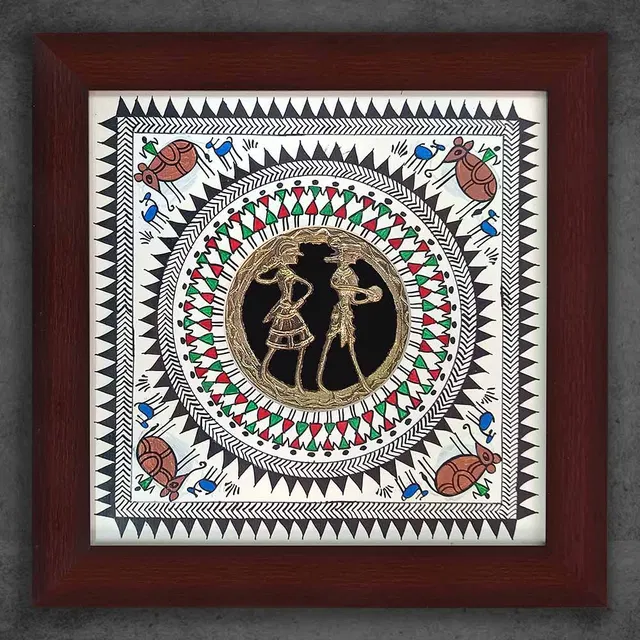 Odisha Brass & Bell Metal (Dhokra) Tribal Couple (11x11 Inches)