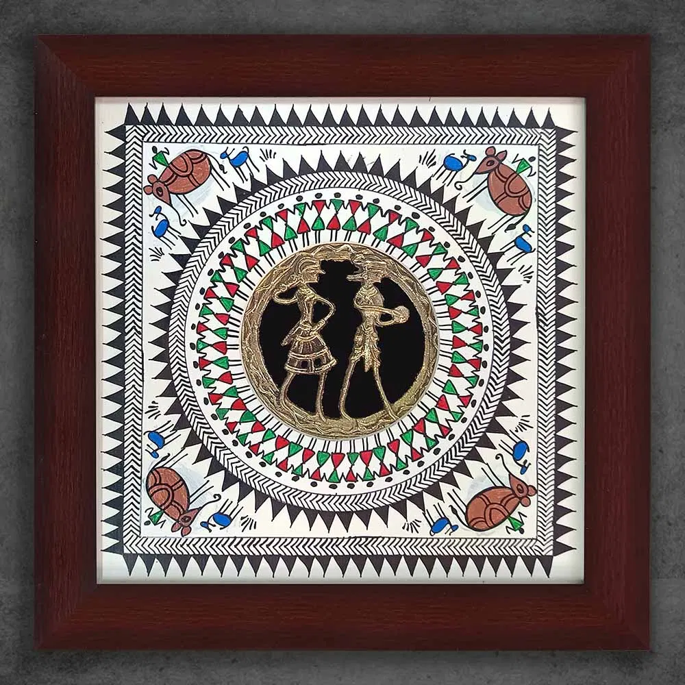 Odisha Brass & Bell Metal (Dhokra) Tribal Couple (11x11 Inches)