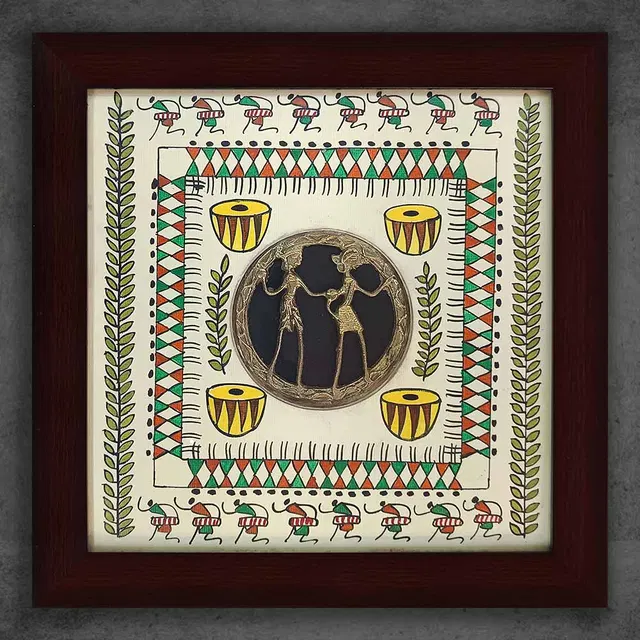 Odisha Brass & Bell Metal (Dhokra) Tribal Couple (12x12 Inches)