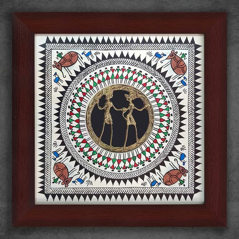 Odisha Brass & Bell Metal (Dhokra) Tribal Couple (11x11 Inches)