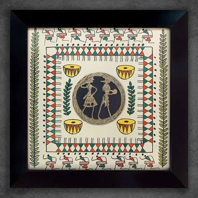 Odisha Brass & Bell Metal (Dhokra) Tribal Couple (12x12 Inches)