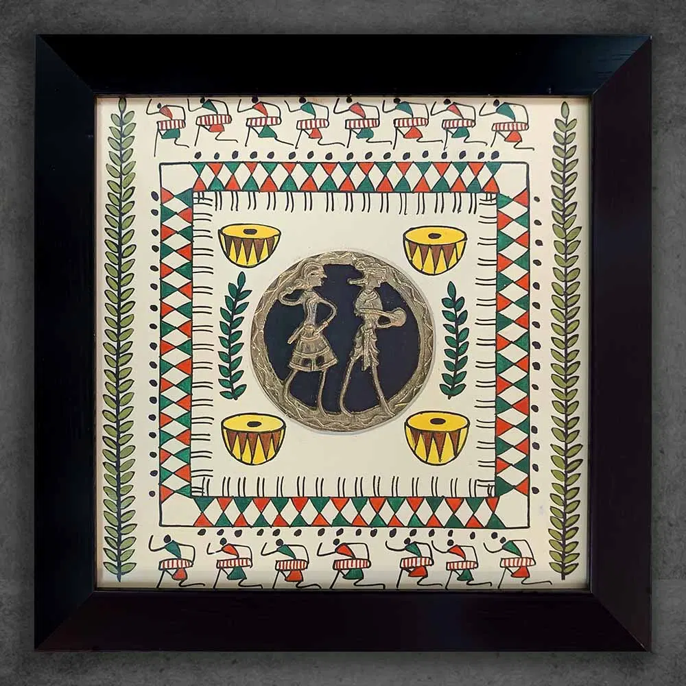 Odisha Brass & Bell Metal (Dhokra) Tribal Couple (12x12 Inches)