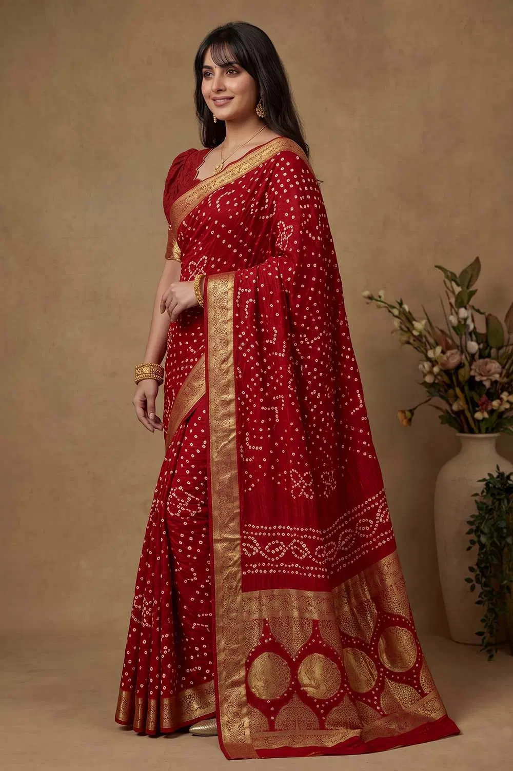 Jamnagari Bandhani Art Silk Saree