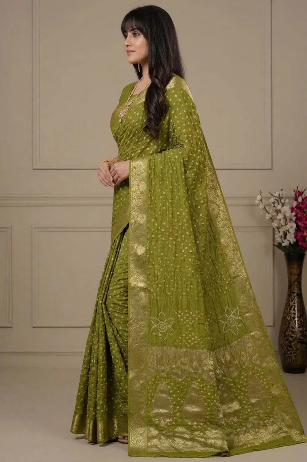 Jamnagari Bandhani Art Silk Saree