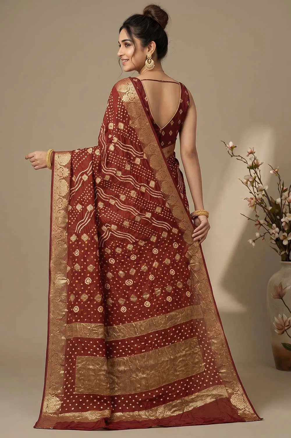 Jamnagari Bandhani Art Silk Saree