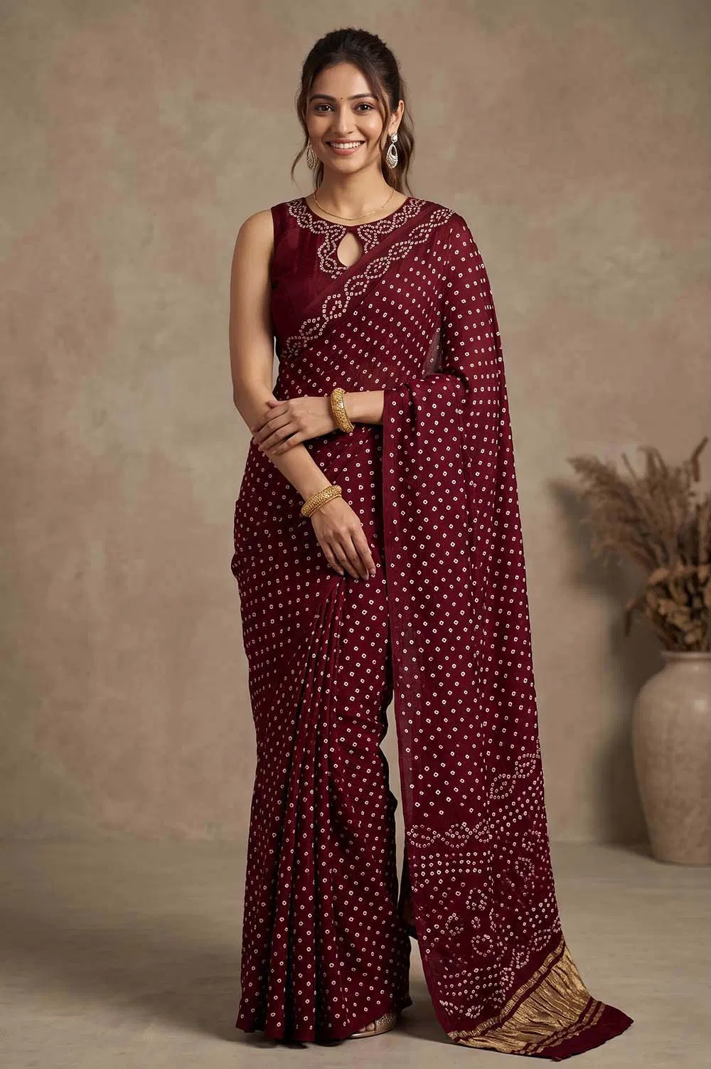 Jamnagari Bandhani Art Silk Saree