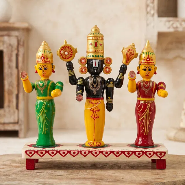 Etikoppaka Toys Lakshmi, Padmavathi, Venkateswara (7 Inches)