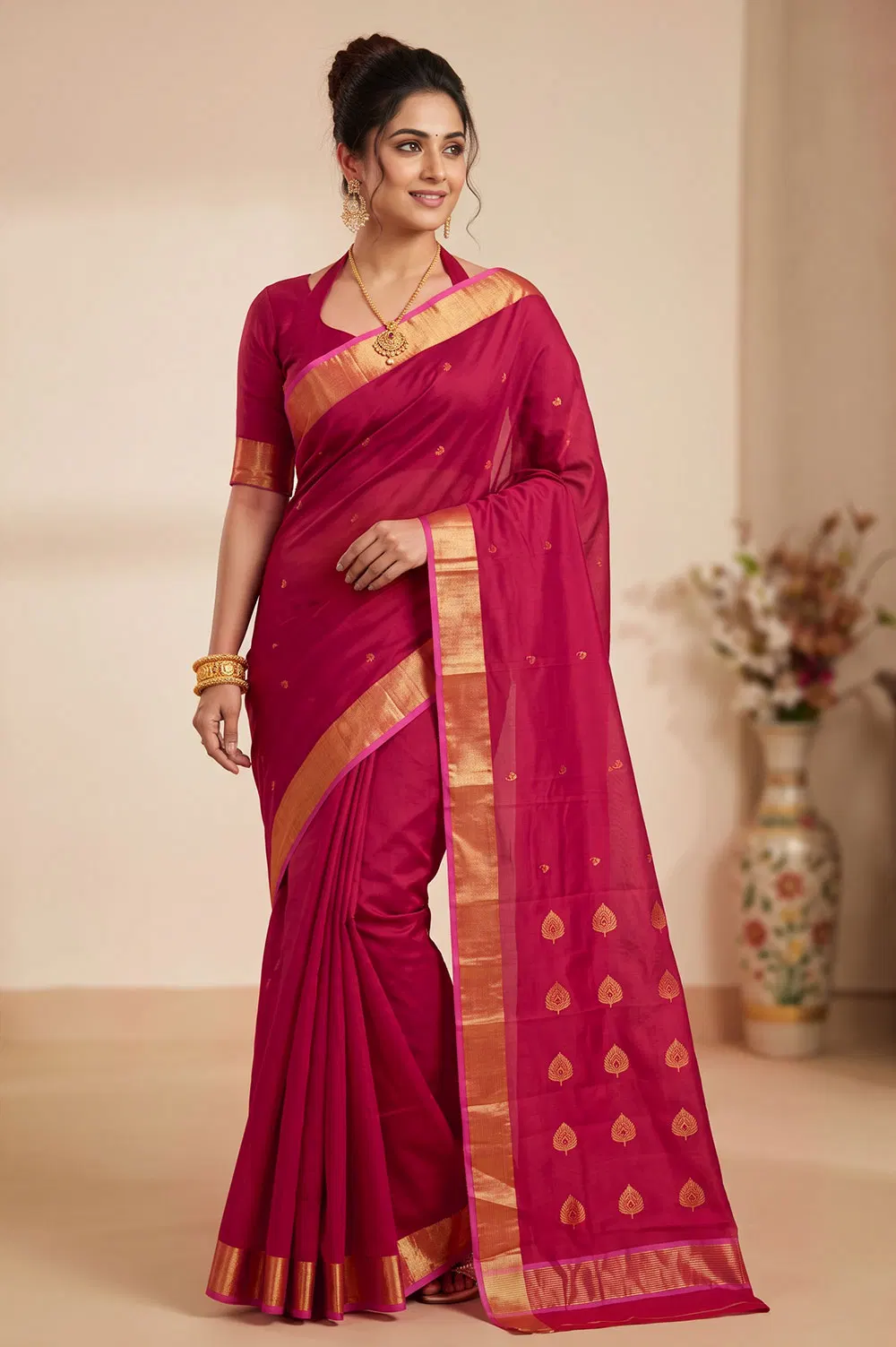Chanderi Handloom Cotton-Silk Saree