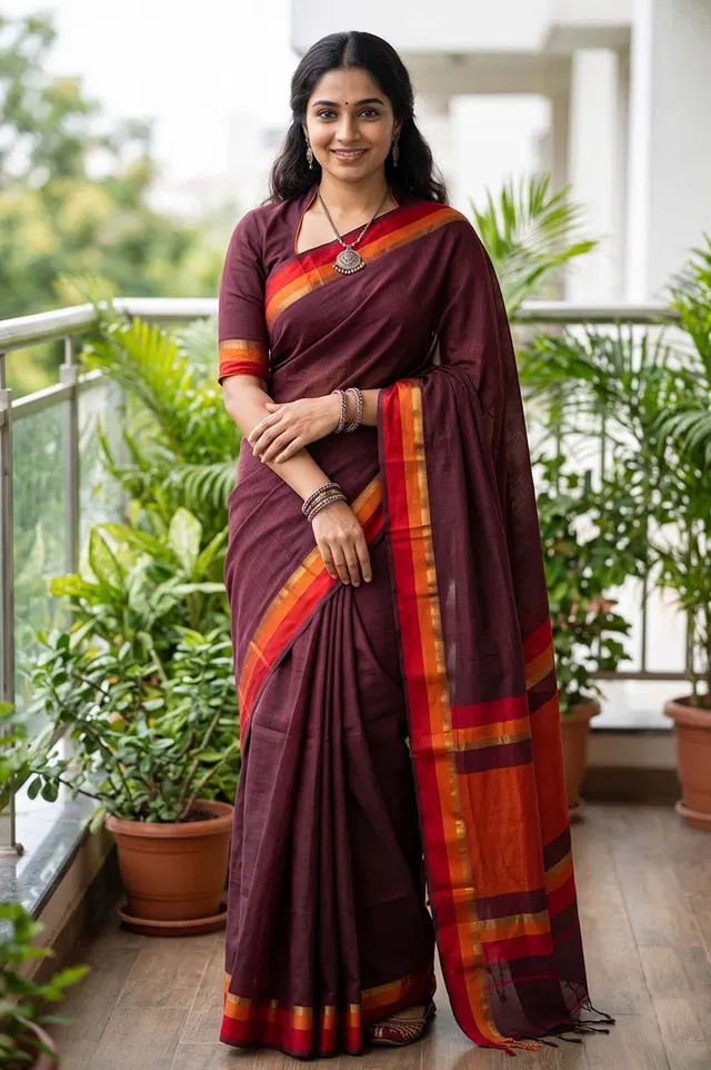 Maheshwar Handloom Cotton-Silk Saree