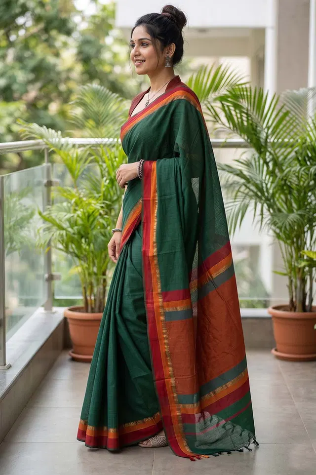 Maheshwar Handloom Cotton-Silk Saree