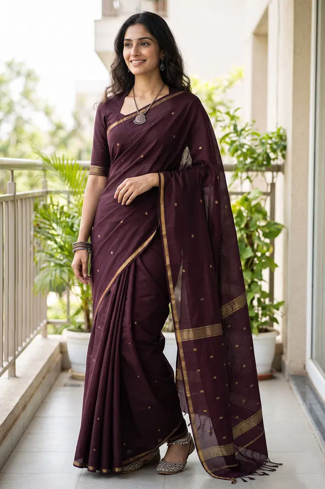 Maheshwar Handloom Cotton-Silk Saree
