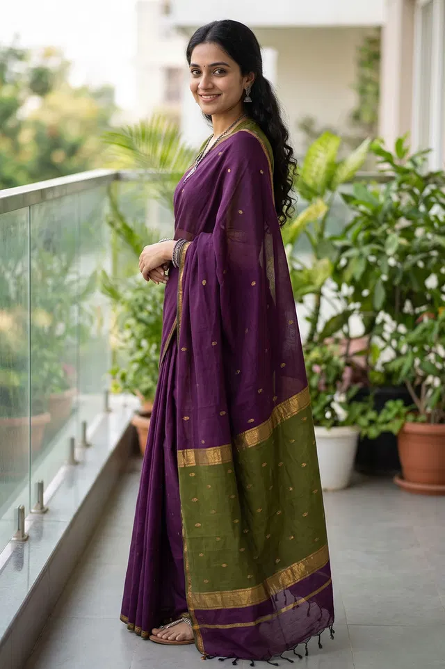 Maheshwar Handloom Cotton-Silk Saree