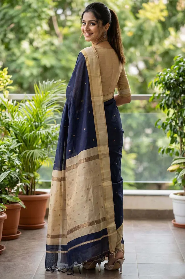 Maheshwar Handloom Cotton-Silk Saree