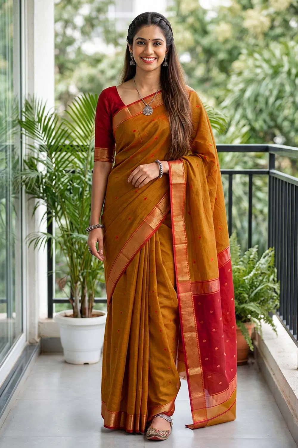 Maheshwar Handloom Cotton-Silk Saree