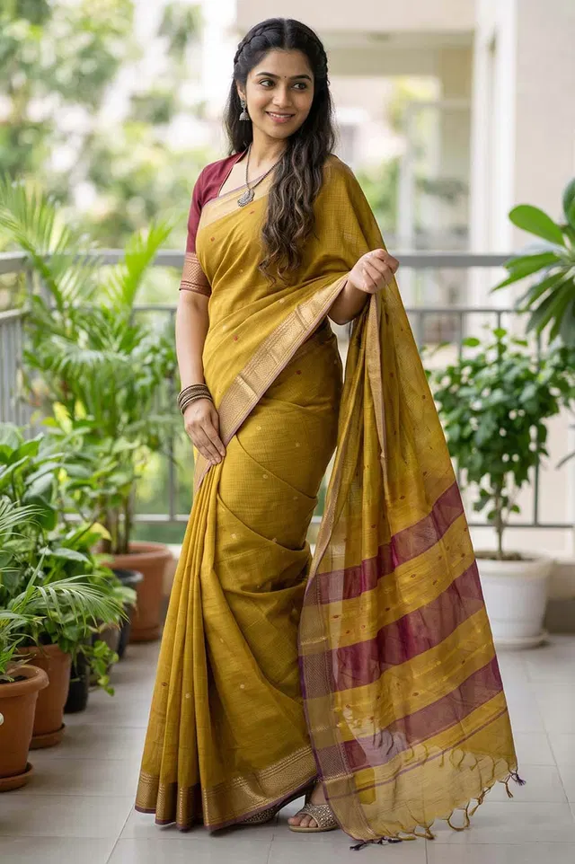 Maheshwar Handloom Cotton-Silk Saree