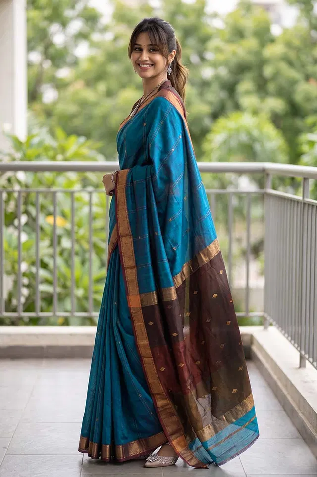 Maheshwar Handloom Cotton-Silk Saree