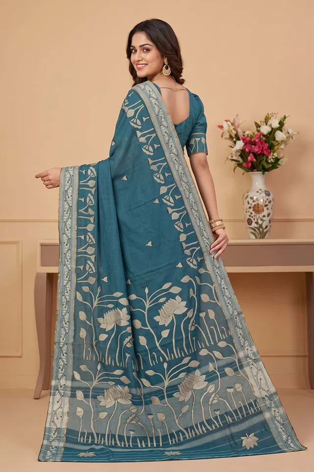 Nakshi Kantha Cotton Saree (Intricate Hand Embroidery)