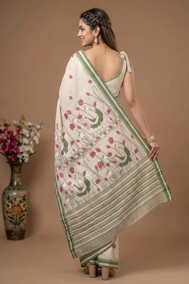 Nakshi Kantha Cotton Saree (Intricate Hand Embroidery)