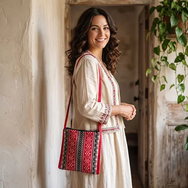 Toda Hand Embroidered Wool-Cotton Sling Bag