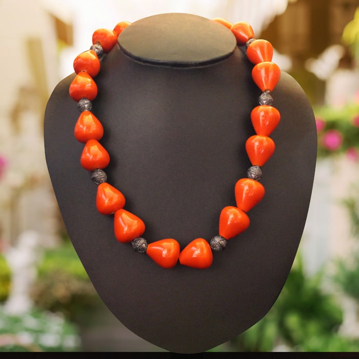 Ratnavali Jewels Quartz 3 Layer Strand Orange Beads Mala Party Wear Necklace  Jewelry Women RV3415 (Orange) - Walmart.com