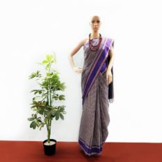 GiTAGGED Udupi Blue Small Checks Pure Cotton Saree 1