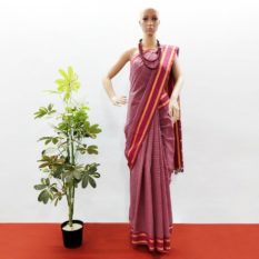 GiTAGGED Udupi Pink small checks Pure Cotton Saree 1