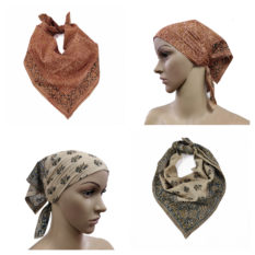 Set of 2 Hand Block Printed Kalamkari Bandanas - Karam-Neelam