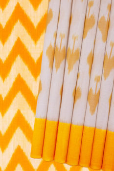 Yellow-White Double Ikat Pure Cotton Saree Online (1)
