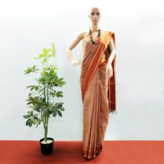 GiTAGGED Udupi Mahogany Brown Pure Cotton Saree 1