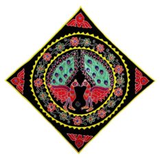 Pipli Applique Work Peacock Design Black Wall Hanging 1