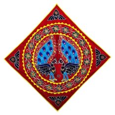 Pipli Applique Work Peacock Design Red Wall Hanging 1