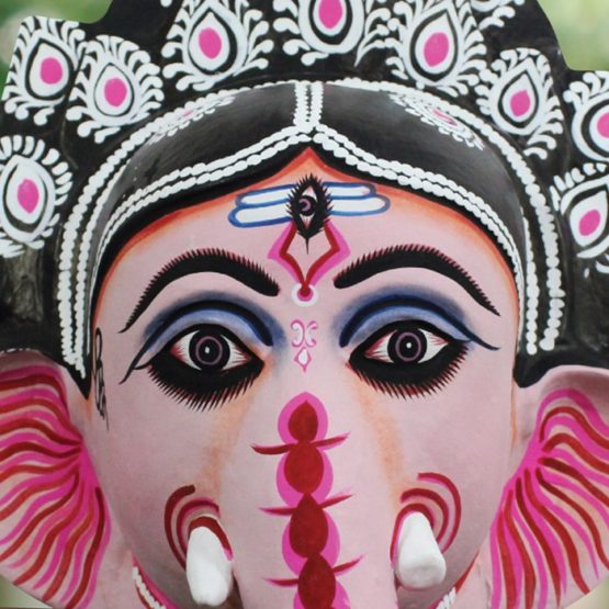 Black-Pink Ganesha Chhau Mask Online (1.5Ft) (2)