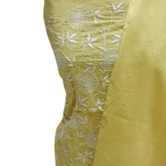 Chikankari Hand Embroidered Yellow Floral Pattern Cotton Dress Material Set 1