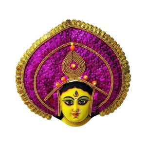 Golden-Pink Devi Chhau Mask - Leaf Design (1Ft) 1