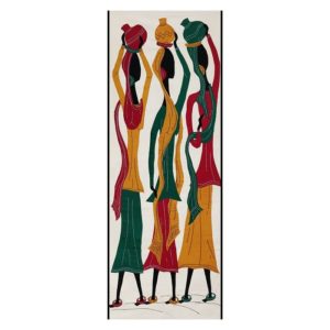 GiTAGGED Pipli Applique Tribal Women Carrying Pot Multicolor Wall Hanging 1