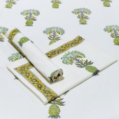GiTAGGED Sanganeri Hand Block Printed-Off-White Bedsheet With Pillow Covers 1