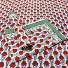 GiTAGGED Sanganeri Hand Block Printed Rose Pattern Bedsheet With Pillow Covers 1