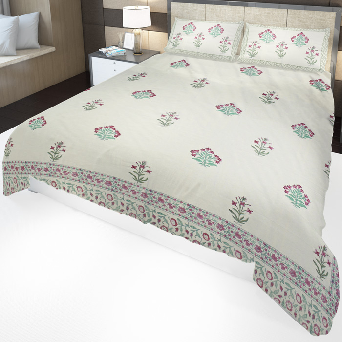 Red - Set of 2 Sanganeri Block Print Cotton Pillow Covers 03